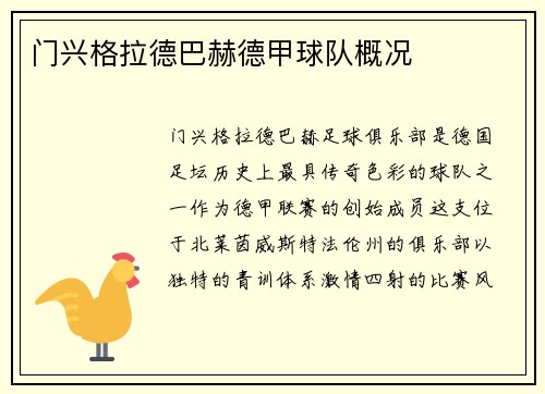 门兴格拉德巴赫德甲球队概况